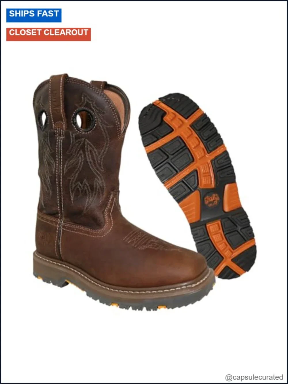 Men's Leather Work Boots Slip Resistant Composite Toe Construction